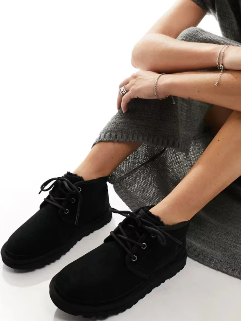 UGG Neumel Black Suede Fur Shoes Wmn's Size 12 Like New MSRP $150